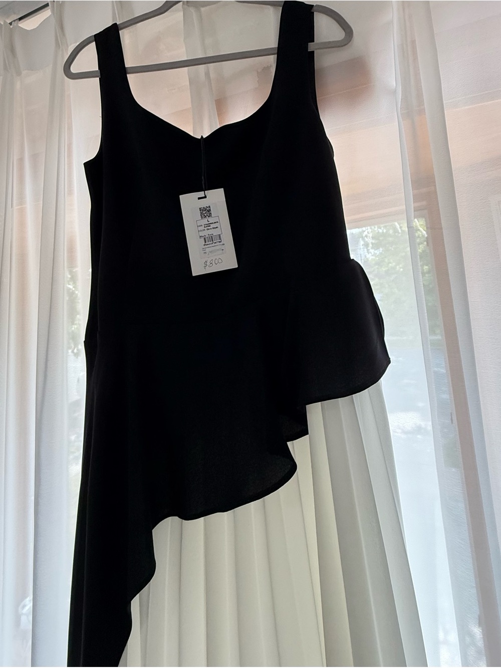 Black and White Asymmetric Prom Dress - Women